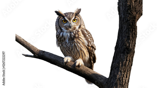 Owl perched on a tree branch