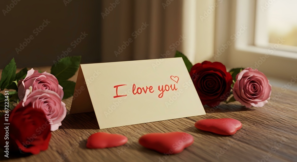 - "Romantic Love Message and Flowers
