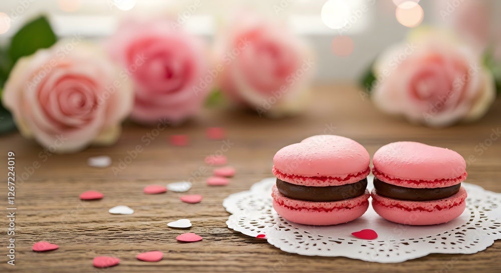 Romantic Macarons and Roses: A Sweet Valentine's Day Display