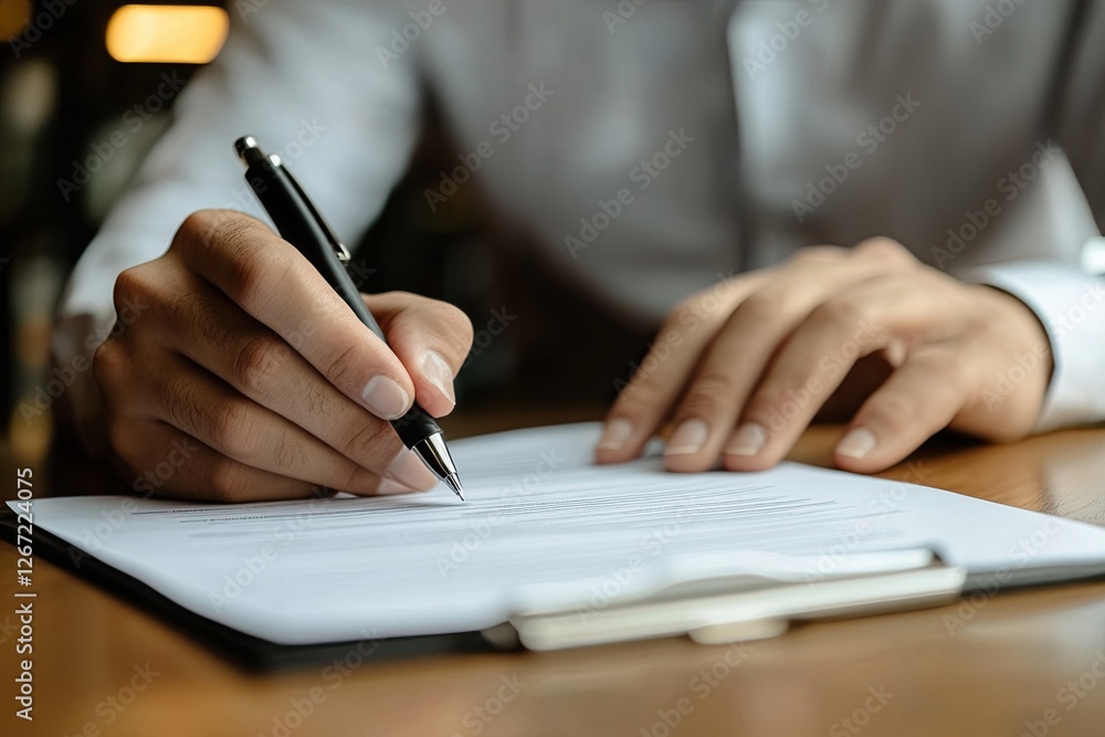 Employer reads resumes and interviews candidates for a job, job interview. shows contract. Employer reads resumes and interviews candidates for a job, job interview. shows contract.