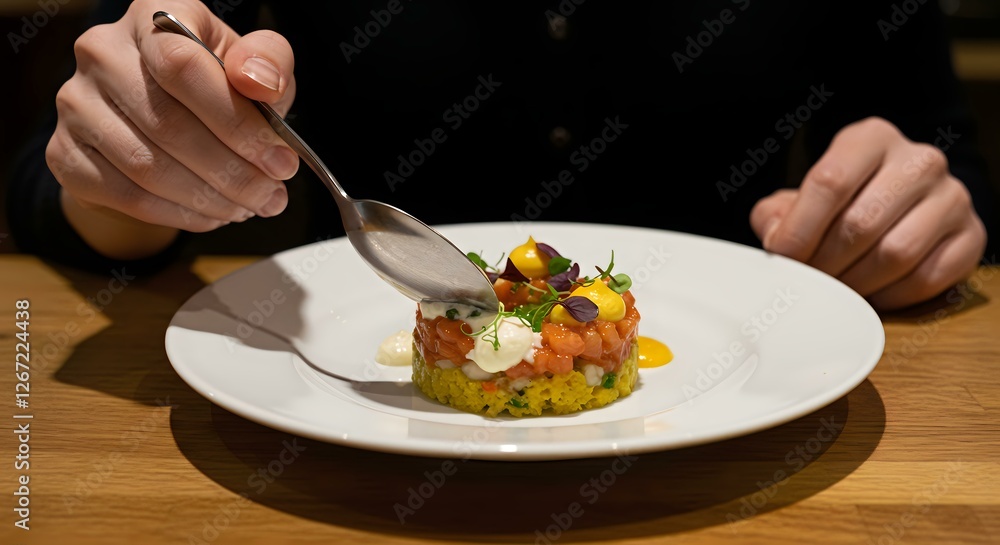 Salmon Tartare with Creamy Sauce and Herbs