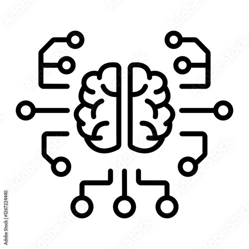 Machine learning icon in linear style 