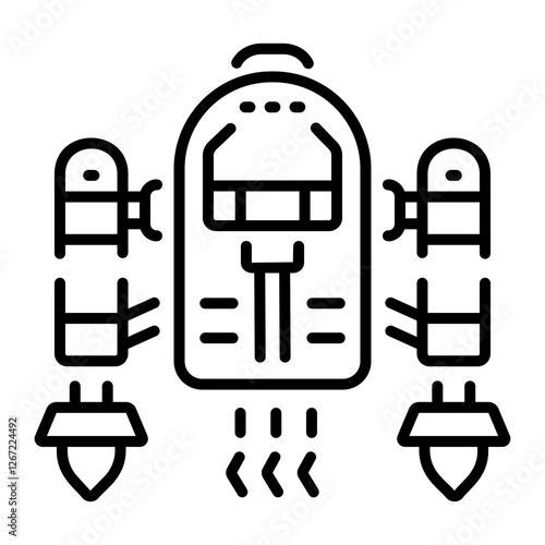 A line style icon of cyberpunk jetpack 