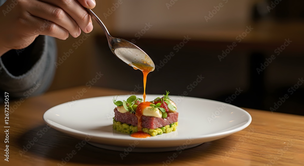 Gourmet Beef Tartare with Herbs and Peas