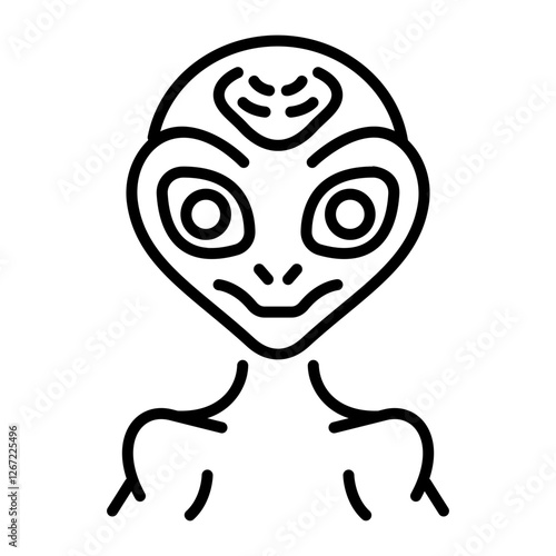Alien character icon in linear style 