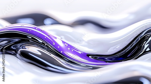 Wallpaper Mural Abstract Fluid Texture Resembling Ink Flowing in Water with Dynamic Waves in White Purple and Black Colors Torontodigital.ca
