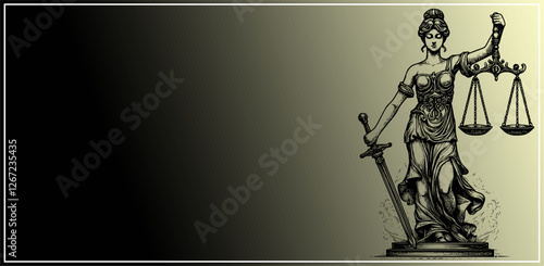themis with scales of justice and law, scale of justice and law vector art, symbol of justice tamplate vector background.