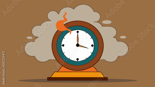 Illustration of a clock with smoke and fire, symbolizing urgency and the passage of time