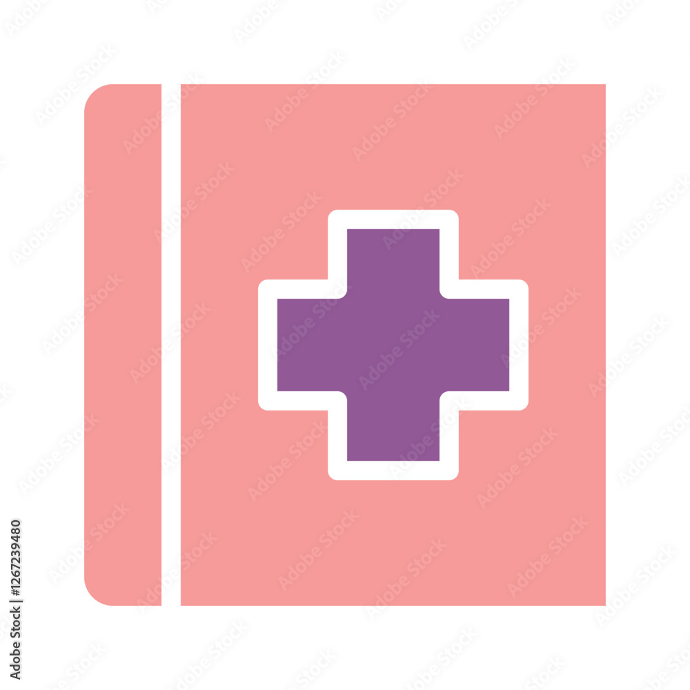 Healthcare Guidebook with First Aid Cross Icon Healthcare Guidebook with First Aid Cross Icon