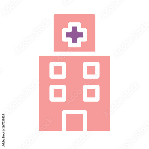 Simplified Hospital Building with Cross Symbol