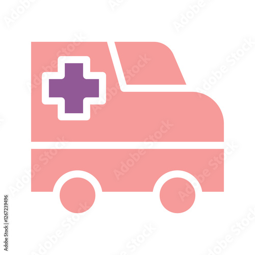 Stylized Ambulance Graphic in Pink and Purple