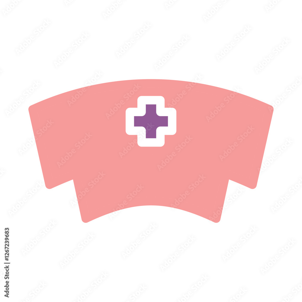 Traditional Nurse Cap Symbol in Pink Hue Style Traditional Nurse Cap Symbol in Pink Hue Style