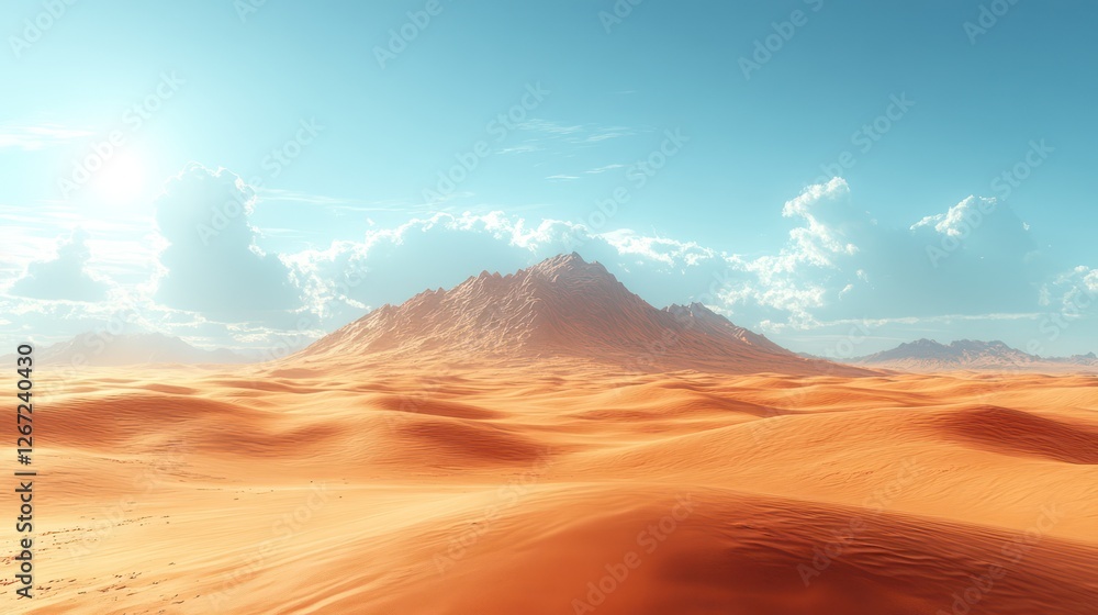 Naklejka premium Serene Desert Landscape under a Bright Sky