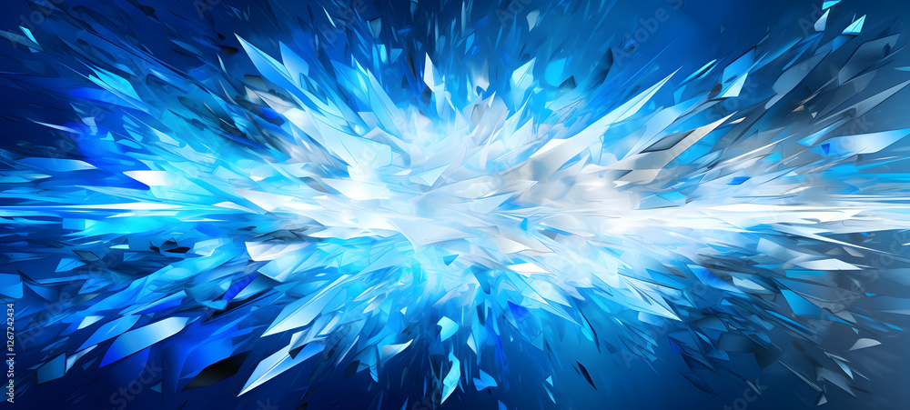 Obraz premium abstract fragmented shapes blue and white, ai generative
