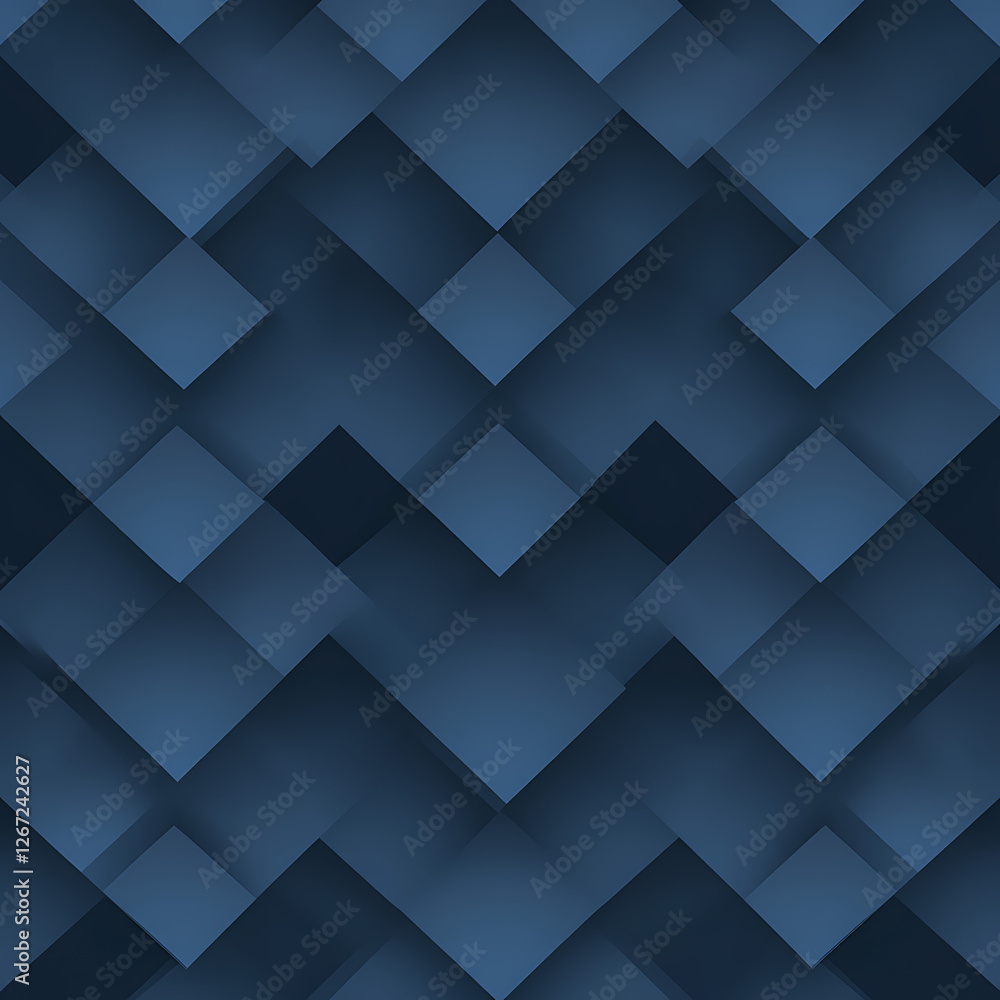 Obraz premium Abstract Arrangement of Navy Blue Diamond Shapes Creating Shadowy Geometric Pattern Design