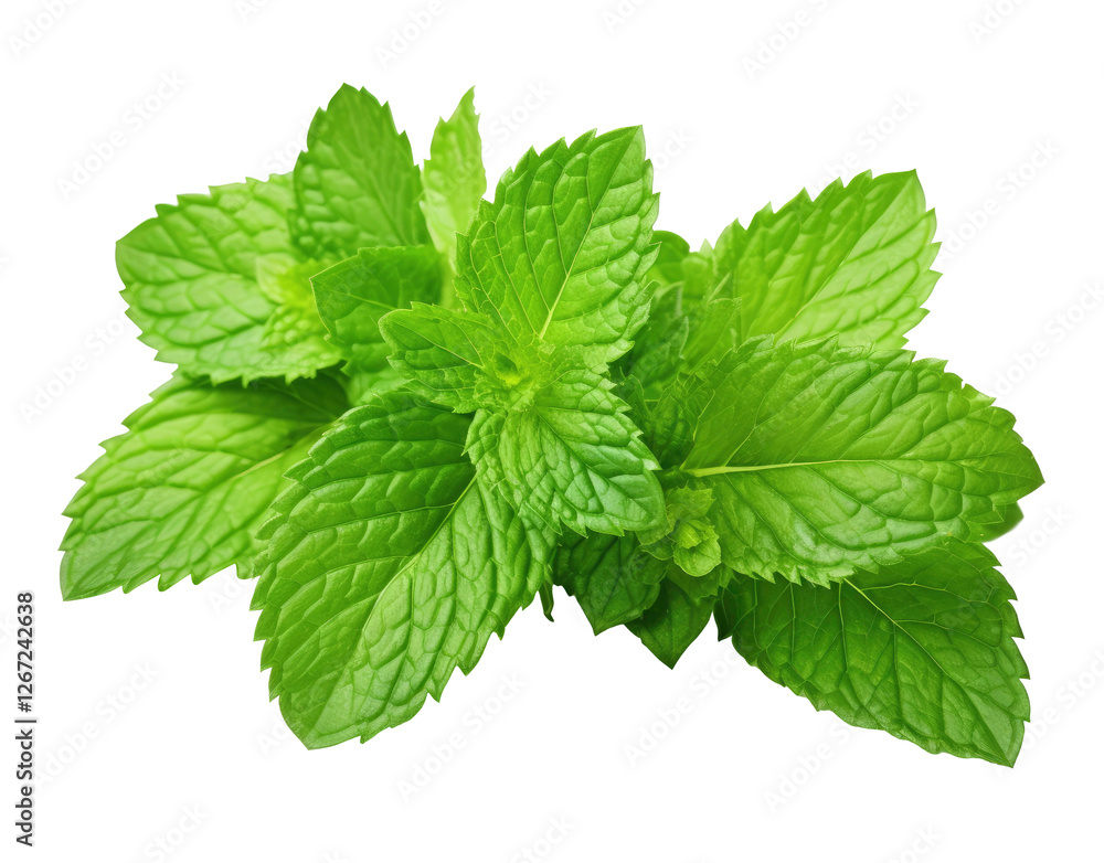 Mint Leaves Close-Up Against on transparent background Mint Leaves Close-Up Against on transparent background