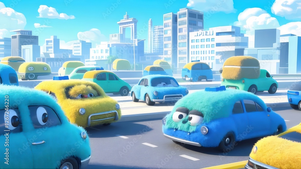 Fuzzy cars city traffic jam animation Fuzzy cars city traffic jam animation