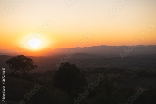 Wallpaper Mural Romantic colorful sunset over the Tuscany landscape late on September when summer slowly ends is very charming and evokes calm and peaceful relaxation over the good glass of wine. Grosseto region Torontodigital.ca