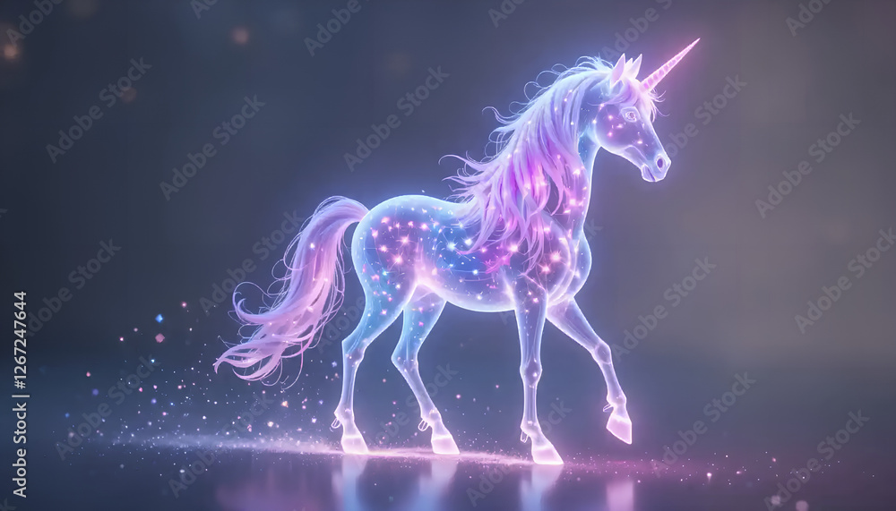 Enchanting Glowing Unicorn in a Starlit Realm Enchanting Glowing Unicorn in a Starlit Realm