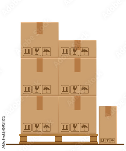Parcel boxes on a wooden pallet