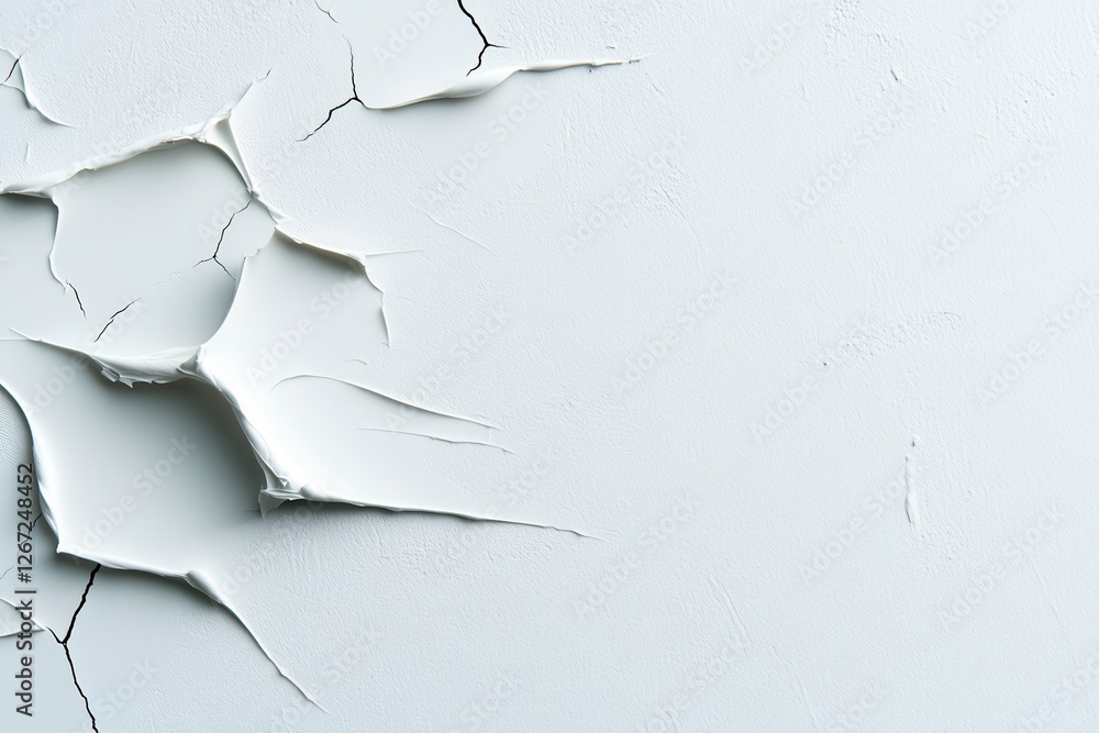 Fototapeta premium Cracked White Paint on Wall Creating Abstract Texture