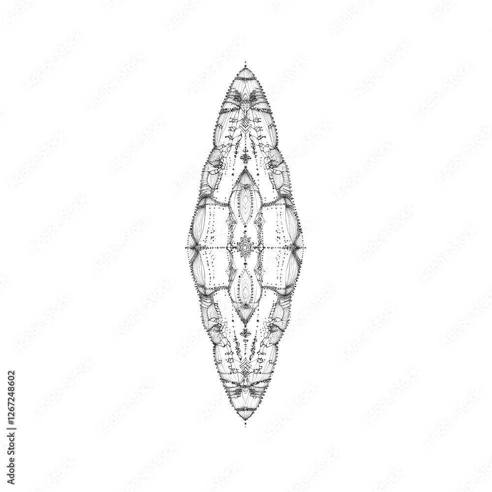Abstract Monochromatic Fractal Art Elongated Symmetrical Design Abstract Monochromatic Fractal Art Elongated Symmetrical Design