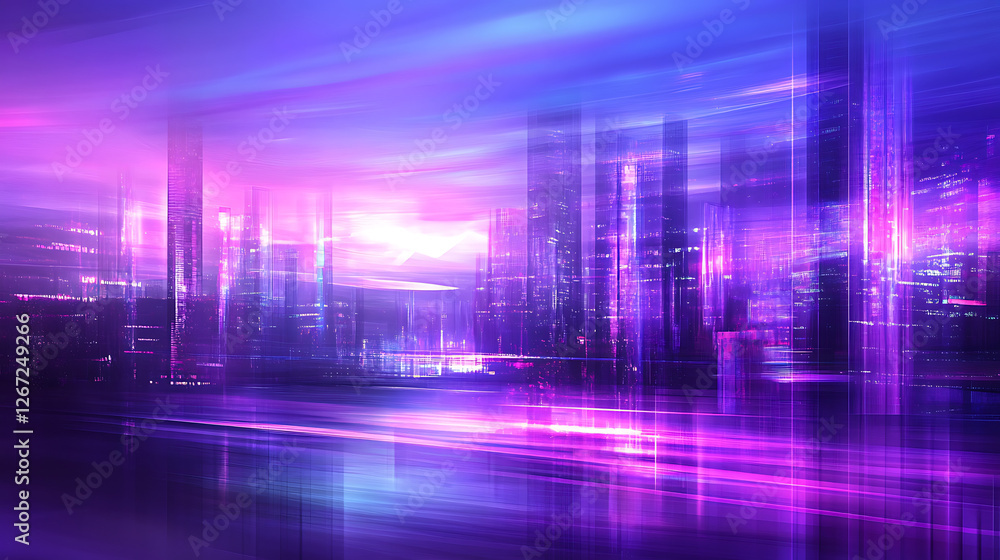 custom made wallpaper toronto digitalAbstract Cityscape Motion Blur in Blue Purple and Pink Hues Visual Dynamic Futuristic Effect