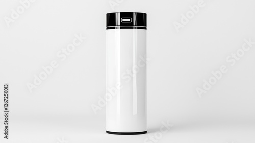 Sleek and modern white thermos bottle showcasing eco-friendly design and insulated storage photo