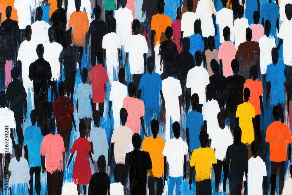 Colorful diverse crowd in abstract art creating a vibrant cultural tapestry Colorful diverse crowd in abstract art creating a vibrant cultural tapestry