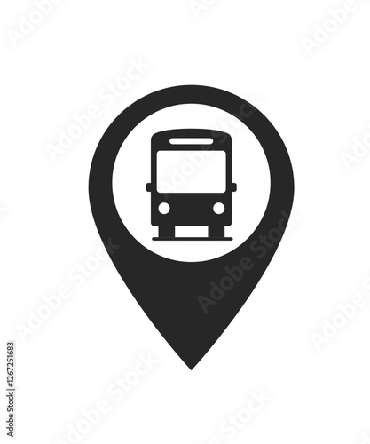 Bus station map pin. Bus station location pin. GPS bus location symbol for apps and websites stock illustration