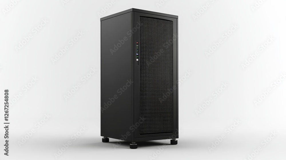Black server tower with plastic cover essential for network and data storage solutions Black server tower with plastic cover essential for network and data storage solutions