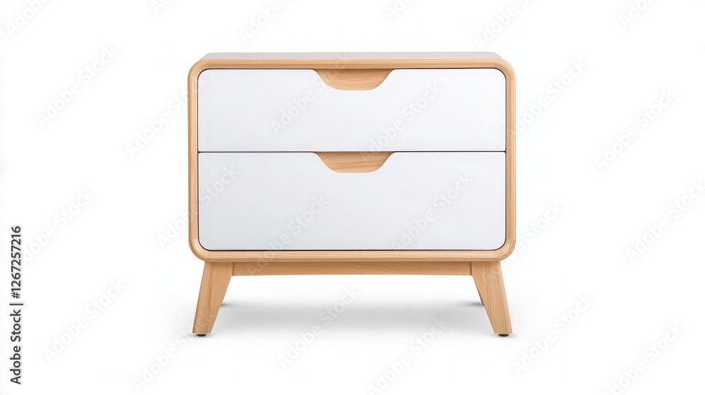Modern white nightstand with two drawers and sleek wooden base for enhanced bedroom storage Modern white nightstand with two drawers and sleek wooden base for enhanced bedroom storage