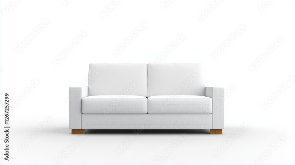 Elegant white couch with warm wooden frame cozy living room centerpiece Elegant white couch with warm wooden frame cozy living room centerpiece