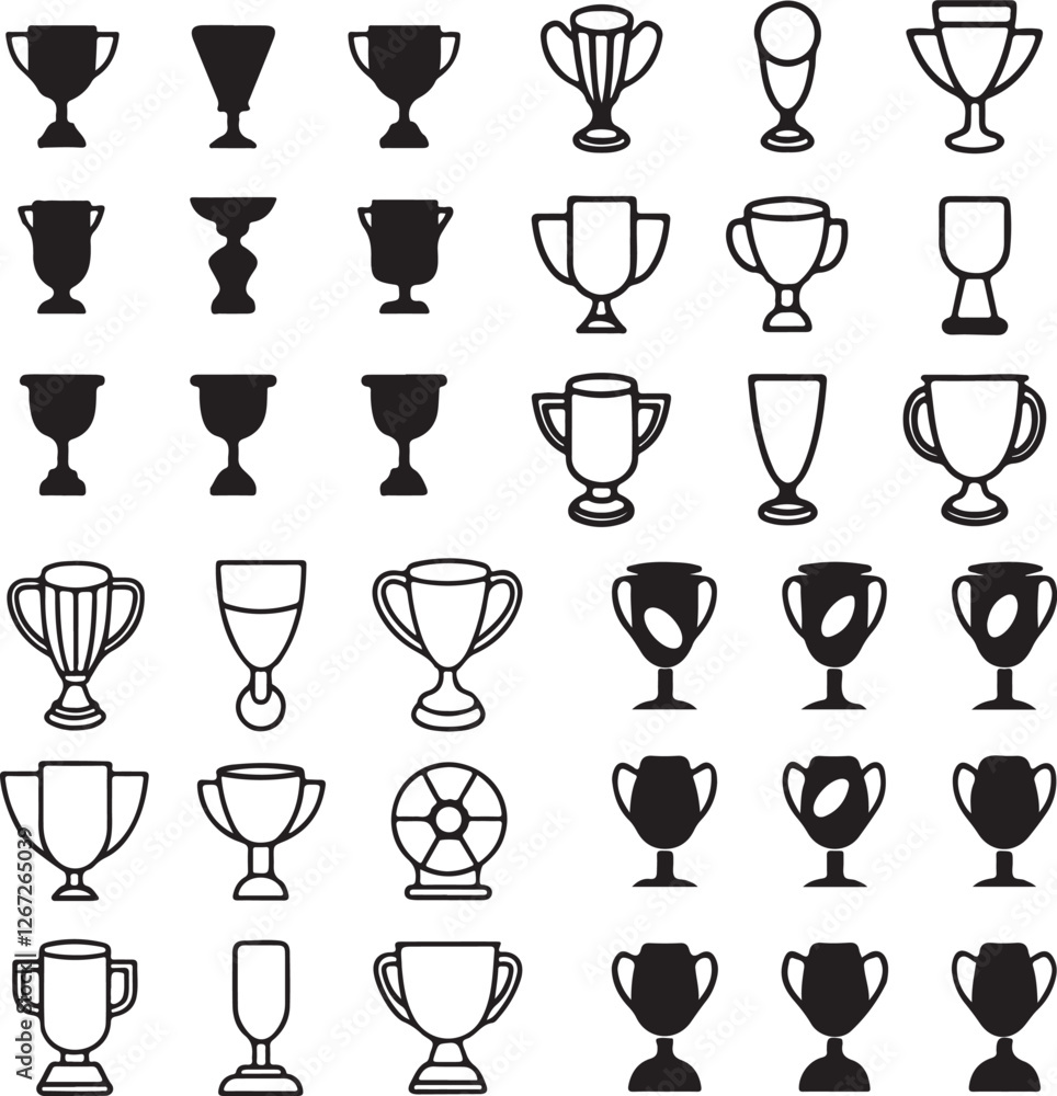 Sports Cup silhouette icon set Sports Cup silhouette icon set