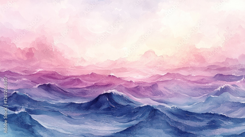 Serene Lavender And Blue Mountain Ranges Under A Soft Sky Serene Lavender And Blue Mountain Ranges Under A Soft Sky