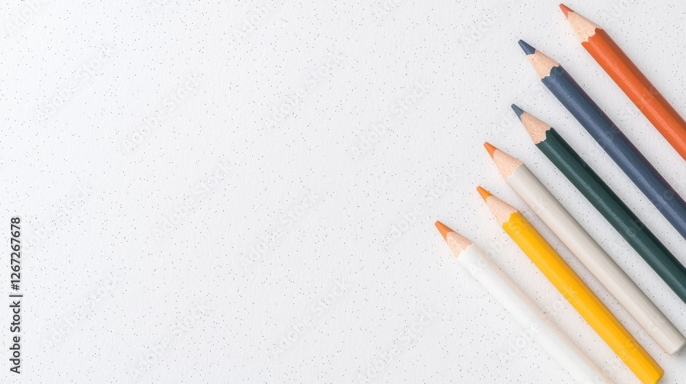 Obraz premium Colored Pencils on White Background