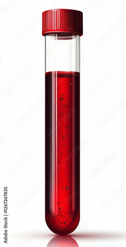 Blood sample in a collection tube on a white background showcasing clinical analysis and medical testing process. Blood sample in a collection tube on a white background showcasing clinical analysis and medical testing process.