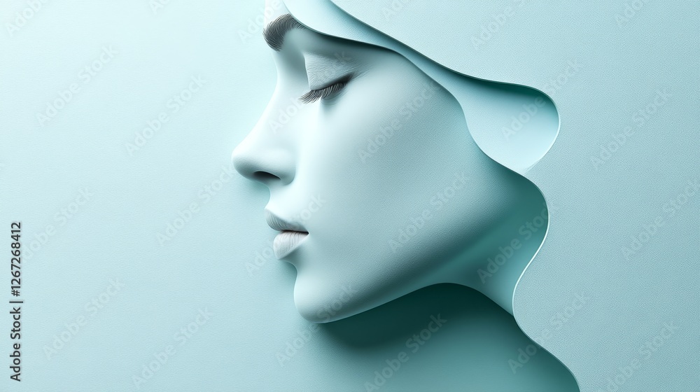 Abstract portrait woman face with void in the center exploring themes of identity and existence Abstract portrait woman face with void in the center exploring themes of identity and existence