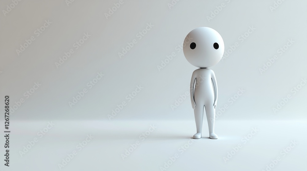Minimalist 3D Render of a Simple White Figure Against a Neutral Background Minimalist 3D Render of a Simple White Figure Against a Neutral Background