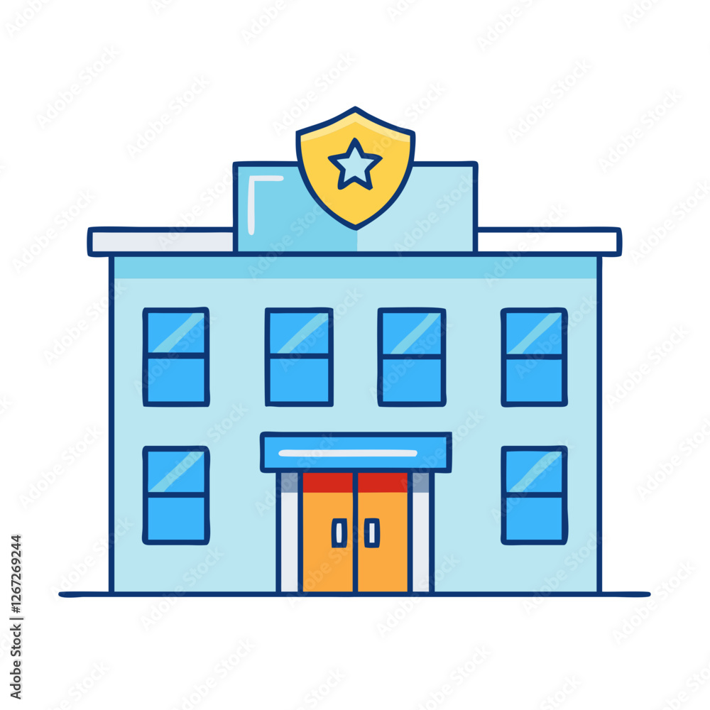 police station icon, police station vector illustration-simple illustration of police station, perfect for police station logos and icons police station icon, police station vector illustration-simple illustration of police station, perfect for police station logos and icons