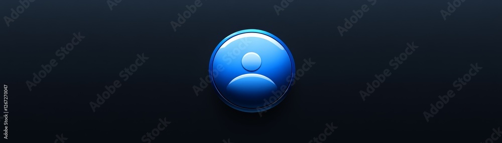 Closeup of bright blue button on contrasting dark background vibrant Closeup of bright blue button on contrasting dark background vibrant