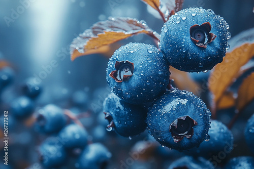Jewels of the Berry Patch, Dew-Kissed Blueberries in Morning Light