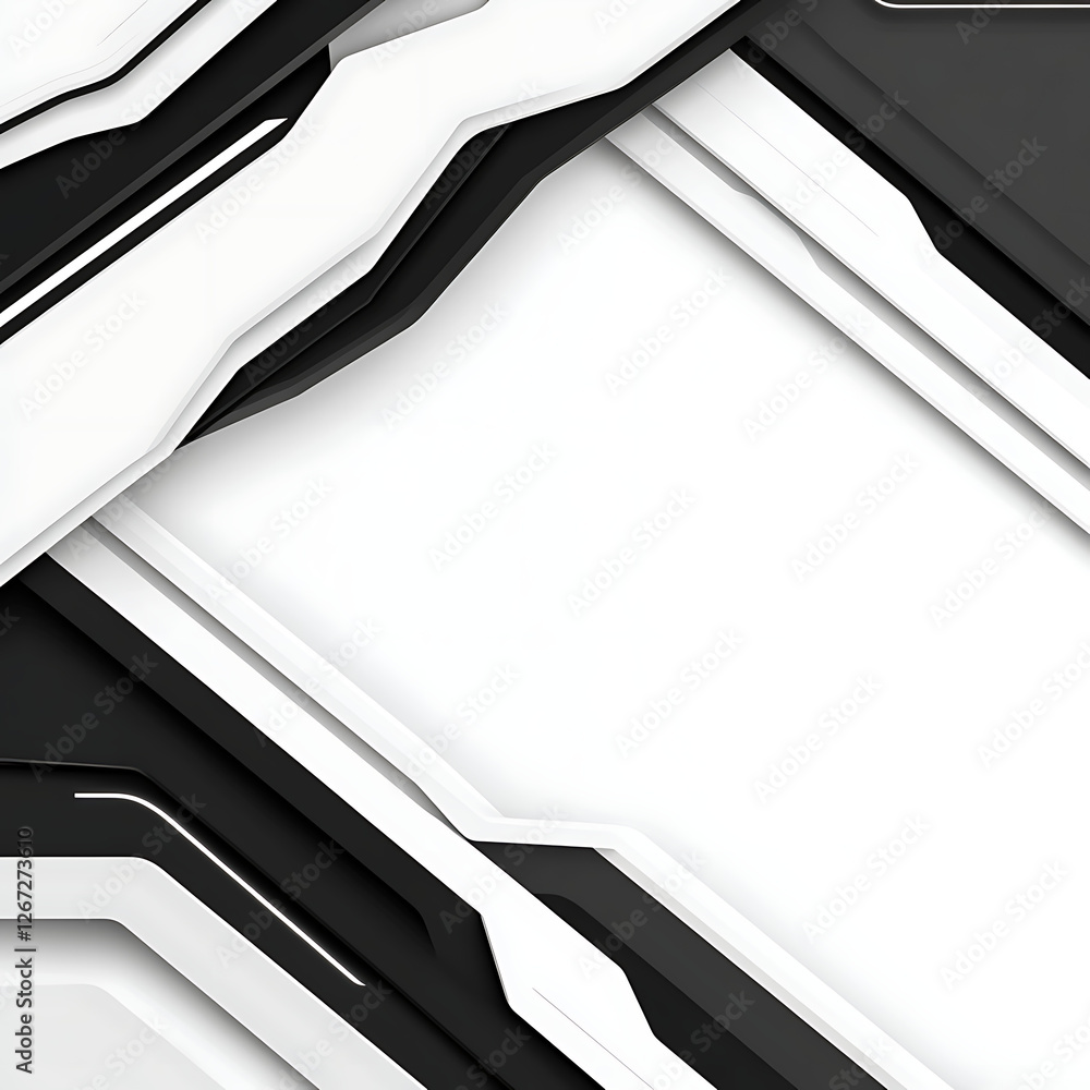 Abstract Geometric Frame in Black and White Shades Creating a Modern Graphic Presentation Space