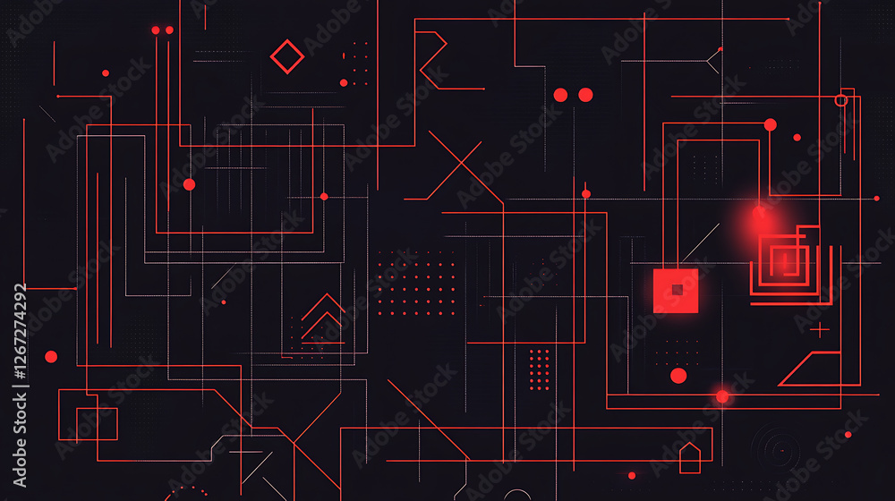 Abstract Geometric Network Pattern Cyberpunk Style Background Digital High Technology Connection