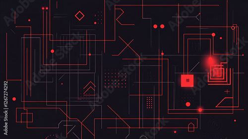 Obraz na płótnie Abstract Geometric Network Pattern Cyberpunk Style Background Digital High Technology Connection w salonie