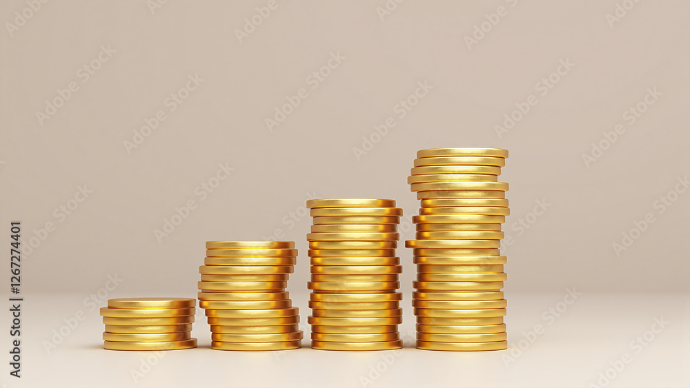 Growing Stack of Golden Coins Symbolizing Financial Success and Growth Growing Stack of Golden Coins Symbolizing Financial Success and Growth