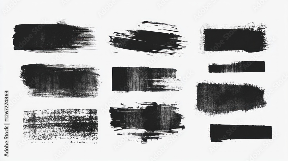 Black paint brush strokes on white background, design element (1) Black paint brush strokes on white background, design element (1)
