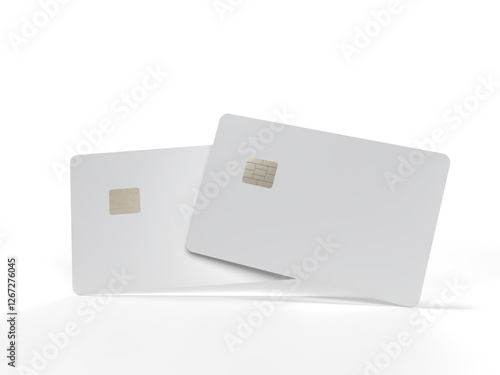 3D realistic plastic credit card templates. Empty debit card with chip card isolated on background. Mockup empty design concept for online business and finance, technology payment, digital purchase.