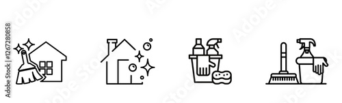 Home Cleaning icons Set.