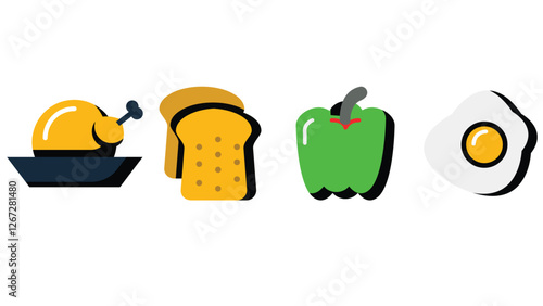 Abstract food and beverage duetone icon set vector